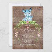 RUSTIC Safari Oerwoud Hippo Baby shower Uitnodigin Kaart (Voorkant)