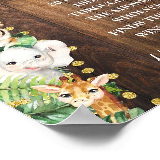 Rustic Safari Pacifier Hunt Baby shower spel Poster (Hoek)