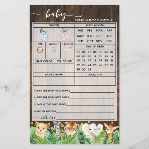Rustic Safari Voorspellingen Advies Baby shower Ka Flyer