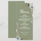 Rustic Sage bloemstuk 4x9 platte bruiloftsmenu Menu (Voorkant / Achterkant)