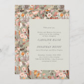 Rustic Sage Floral Boho Formal Wedding Uitnodiging (Voorkant / Achterkant)