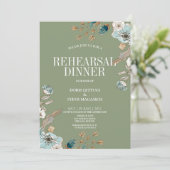 Rustic Sage Floral Rehearsal Dinner Invitation Kaart (Staand voorkant)