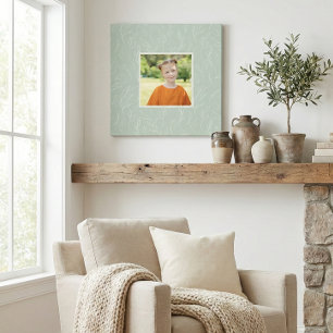 Rustic Sage Green Botanical Floral Custom Photo Canvas Afdruk