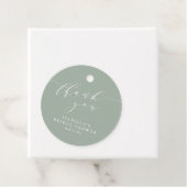 Rustic Sage Green Botanical Script Bridal Shower Bedankjes Labels (In situ)