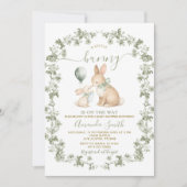 Rustic Sage Green Bunny Baby Shower Invitation (Devant)