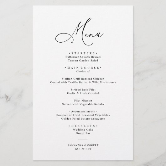 Rustic Sage Green Elegant Wedding Menu (Devant)