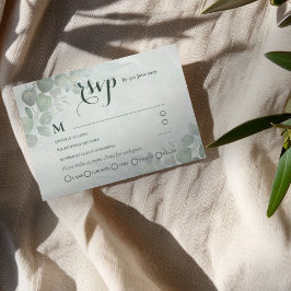 Rustic Sage Green Eucalyptus RSVP Wedding Informatiekaartje