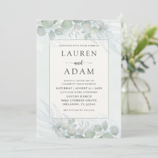 Rustic Sage Green Eucalyptus Watercolor Wedding Kaart