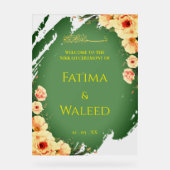 Rustic Sage Green Floral Muslim Nikah Welcome Sign (Recto)