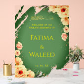 Rustic Sage Green Floral Muslim Nikah Welcome Sign (Mariage)