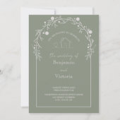 Rustic Sage Green Floral Wedding Invitation (Devant)
