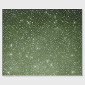 Rustic Sage Green & Galaxy Stars Falling Snow Cadeaupapier (Vlak)