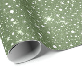Rustic Sage Green & Galaxy Stars Falling Snow Cadeaupapier (Rol Hoek)
