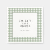 Rustic Sage Green Gingham Baby shower Servet (Voorkant)