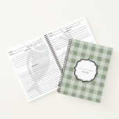 Rustic Sage Green Gingham Pset Pattern Recipe Notitieboek (Binnen)