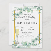 Rustic Sage Green Greenery Gold Brunch & Bubble Kaart (Voorkant)