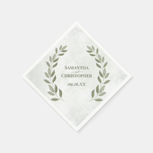 Rustic Sage Green Leaves Diagonal Wedding Servet (Hoek)