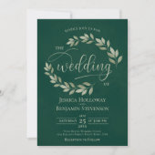 Rustic Sage Green Leaves Emerald Green Wedding Kaart (Voorkant)