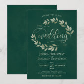 Rustic Sage Green Leaves Emerald Green Wedding Kaart (Voorkant / Achterkant)