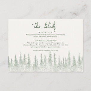 Rustic Sage Green Mountain bruiloft Details Informatiekaartje