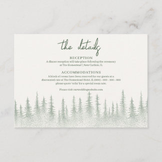 Rustic Sage Green Mountain bruiloft Details Informatiekaartje