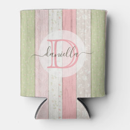 Rustic Sage Green & Roze Floral Wood op maat Blikjeskoeler