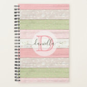 Rustic Sage Green & Roze Floral Wood op maat Planner (Voorkant)
