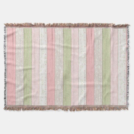 Rustic Sage Green & Roze Floral Wood Pattern Deken (Voorkant)