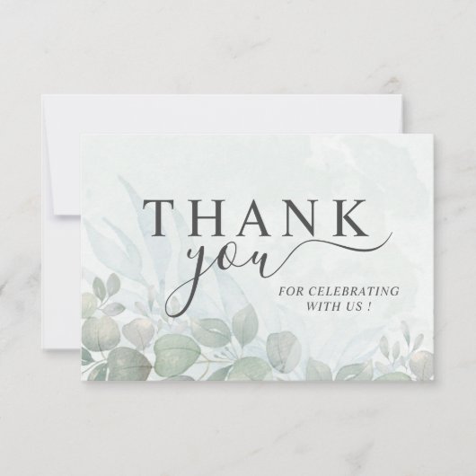 Rustic Sage Green Thank You Eucalyptus Wedding Bedankkaart (Voorkant)