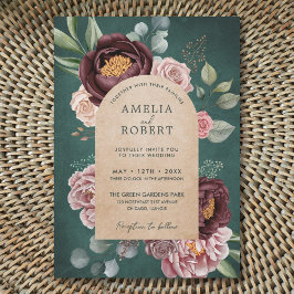 Rustic Sage Green Waterverf Floral Boho Wedding I Kaart