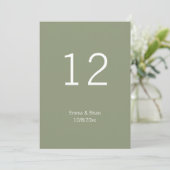 Rustic Sage green Wedding Table number Kaart (Staand voorkant)