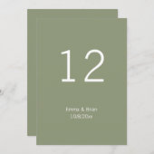 Rustic Sage green Wedding Table number Kaart (Voorkant / Achterkant)