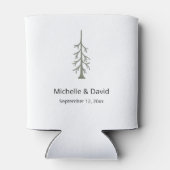 Rustic Sage Green Woodland Pine Tree Wedding  Blikjeskoeler (Achterkant)