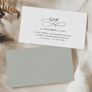 Rustic Sage Minimal Wedding Online RSVP-kaarten Visitekaartje