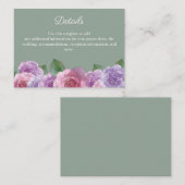 Rustic Sage Pink Rose Floral Wedding Details Informatiekaartje (Voorkant / Achterkant)