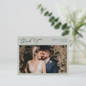 Rustic Sage Script Heart Weddenfoto Hartelijk dank Briefkaart (Staand voorkant)