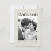 Rustic Sage Taupe Floral Boho Photo Wedding Bedankkaart (Voorkant)