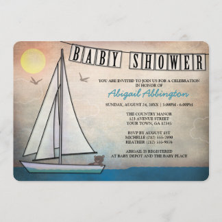 Rustic Sailboat Nautical Baby Shower Invitaties Kaart