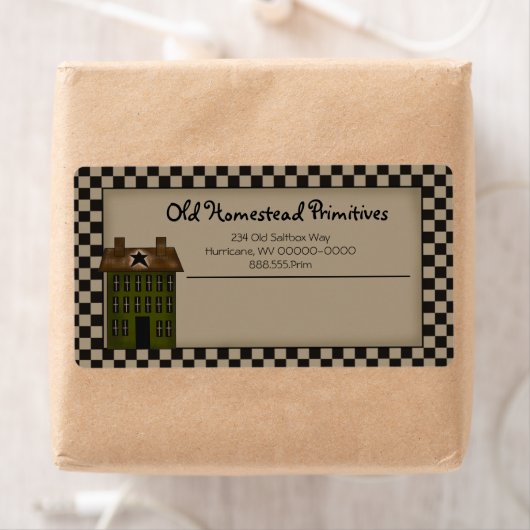 Rustic Saltbox House Custom Business Shipping Etiket (Insitu)