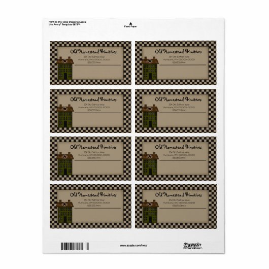 Rustic Saltbox House Custom Business Shipping Etiket (Full Sheet)