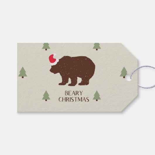 Rustic Santa Beer Forest Cabin Gift Label Cadeaulabel (Voorkant (Horizontaal))
