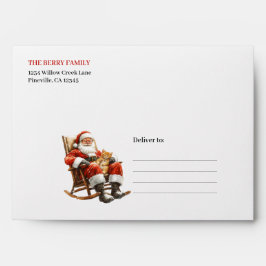 Rustic Santa Claus Traditional Red White Envelopes Envelop