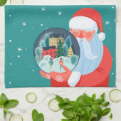 Rustic Santa Claus Wereldbol Town Theedoek (Gevouwen)