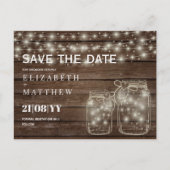 RUSTIC Save Date Mason Jars Strings Lights Weddens Briefkaart (Voorkant)