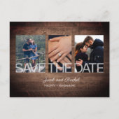 Rustic Save the Date 3-Photo Collage Wedding Briefkaart (Voorkant)