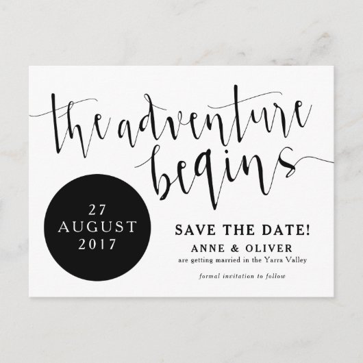 Rustic Save the Date Briefkaart Adventure Black (Voorkant)