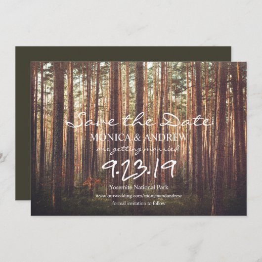 Rustic Save the Date Forest Tree Invitation (Devant / Derrière)