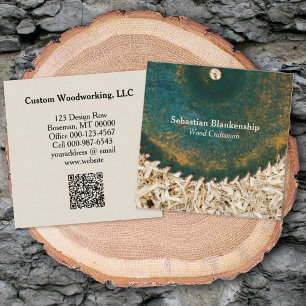 Rustic Saw Blade Woodworking Craftsman QR Code Vierkante Visitekaartje
