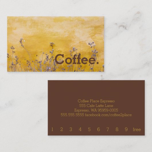 Rustic Scene Simple Loyalty Coffee Punch Card (Voorkant / Achterkant)