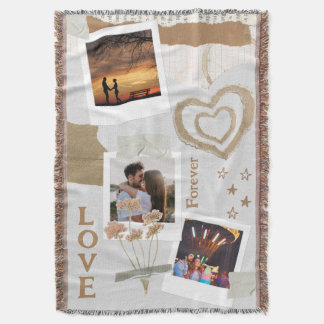 Rustic Scrapbook Romance with Hearts and Flowers Deken
